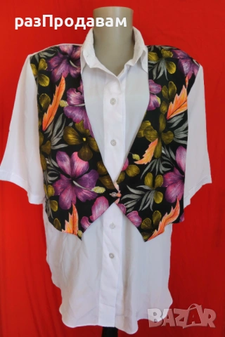 Дамска Копринена Риза с Елек на Цветя!~XL~4XL, снимка 8 - Ризи - 54602546