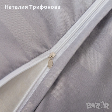 Комплект спално бельо 160x200 см с 2 калъфки 70x80 см, сатенени райета, микрофибър/памук, с цип, хип, снимка 6 - Спално бельо - 55162917