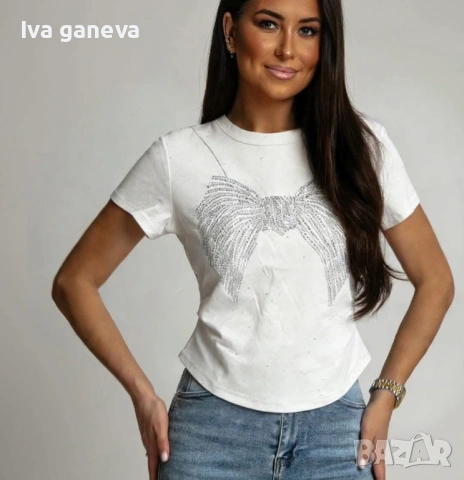 Тениска с камъчета , снимка 2 - Тениски - 53965765