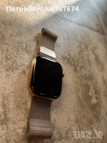 Apple Watch Series 10 GPS + Cellular 42 mm – Gold Titanium с Milanese Loop каишка, снимка 8 - Смарт гривни - 54932144