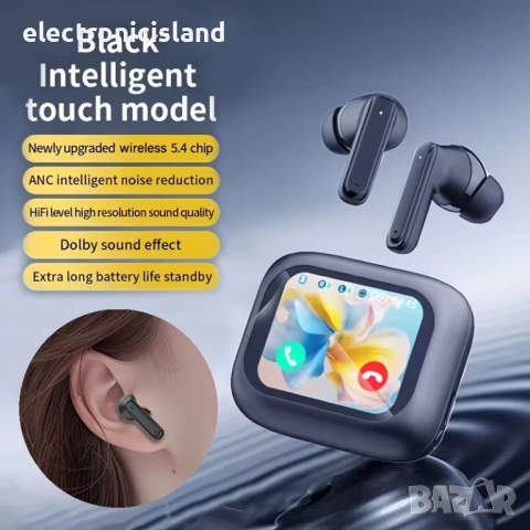 2026 интелигентни WL слушалки с цветен тъчскрийн дисплей, ENC технология, блутут 5.4, стерео аудио