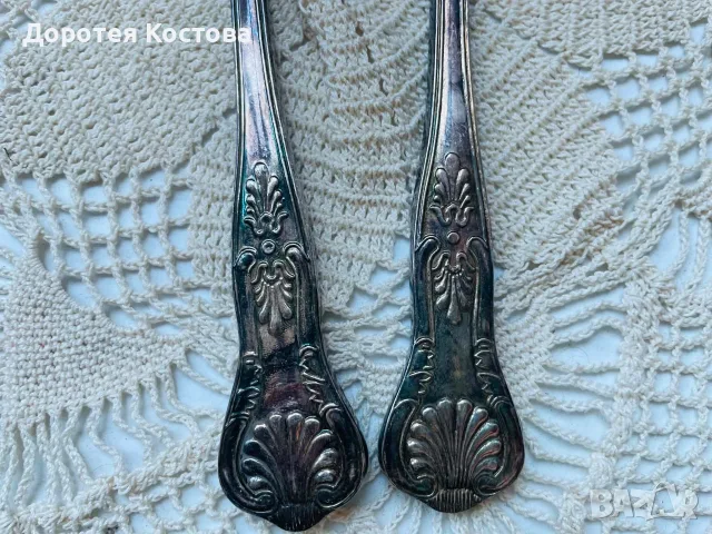 Красиви посребрени прибори за сервиране от Англия, снимка 9 - Прибори за хранене, готвене и сервиране - 55567474