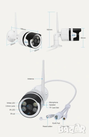 Безжична IP Камера Escam QF508, FHD 1080P, H.265, 2MP, WiFi, Водоустойчива, снимка 14 - IP камери - 54356000