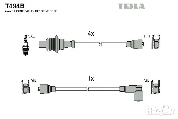 Кабели за свещи к-т за CITROEN VISA;PEUGEOT 205 I,305,305 II,309 I 1.6/1.9 10.82-03.91г. № T494B, снимка 2 - Части - 55576117