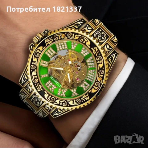 Луксозен механичен автоматичен водоустойчив часовник , снимка 2 - Мъжки - 54305566