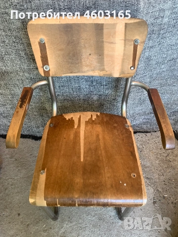 Стар стол Thonet S43 с подлакътници, проектиран от Март Щам, снимка 4 - Антикварни и старинни предмети - 54346164