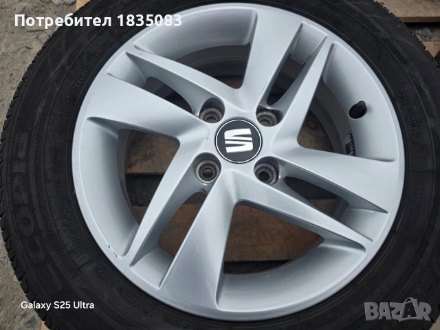 Лети джанти 14ки 4х100 Seat + летни гуми 175/65/14 Bridgestone, снимка 5 - Гуми и джанти - 54511134