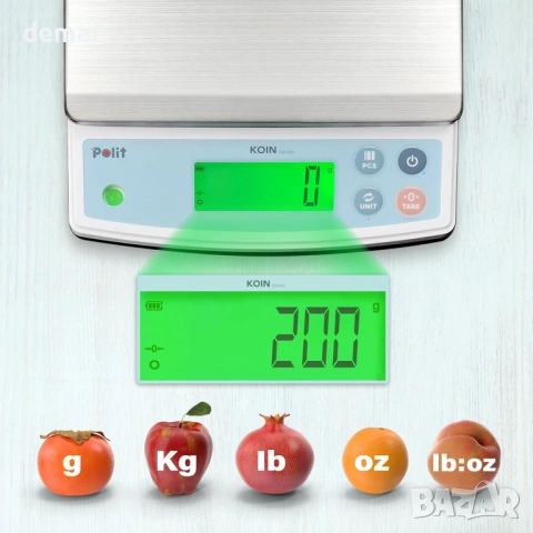 PoliLit KOIN електронна кухненска везна презареждаема, 40 lb / 18 kg, 1гр. точност, снимка 3 - Електронни везни - 54924801