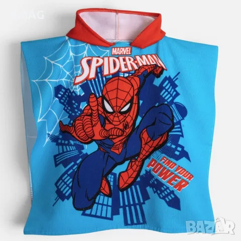 Лятно пончо за плаж Spiderman в син цвят 60 x 120 см