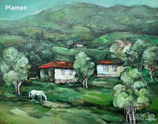 КАРТИНА МАСЛО НА ПЛАТНОПОДПИСАНА И ДАТИРАНА, снимка 5 - Картини - 54068693