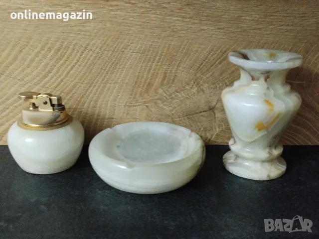 Комплект запалка, пепелник и ваза от Мрамор 