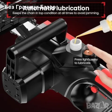 Нов Мощен акумулаторен трион за дърва и клони 12" 3900W с аксесоари и куфар, снимка 7 - Градинска техника - 55533288