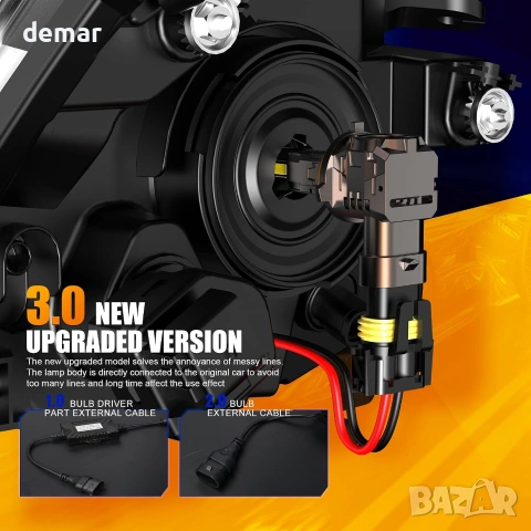 FREERAP LED крушки за кола 9012/HIR2 120W 36000 lm 6500K, комплект 2 броя, снимка 3 - Аксесоари и консумативи - 55259051