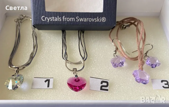 Бижута с кристали SWAROVSKI. Колиета 2 бр.,к-т колие и обици по € 15/бр. Подарък гривна за всички