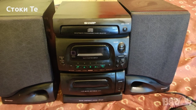 Ретро микро аудио система Sharp CD-Q5 – Като нова, всичко работи!, снимка 2 - Аудиосистеми - 54570203