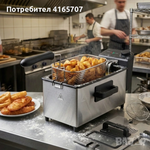 Електрически фритюрник Cheffinger CF-EDP3.0 3L, 2000W, неръждаема стомана, регулируема температура, , снимка 5 - Фритюрници - 53978114