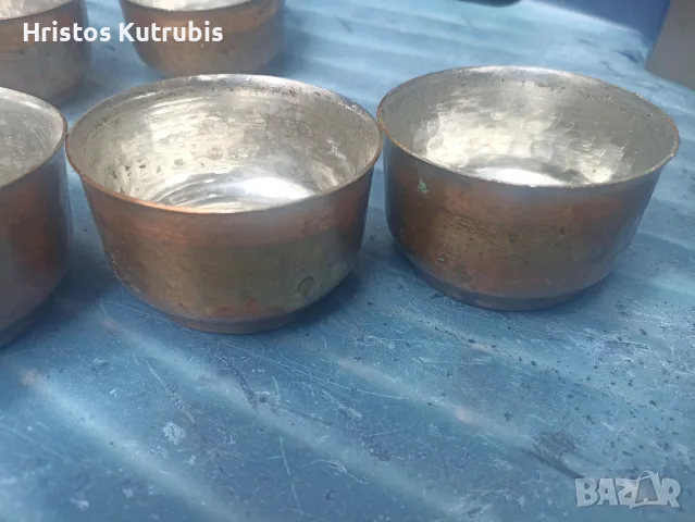 6 медни чашки с вътрешно калаено покритие, снимка 4 - Съдове за готвене - 55412968