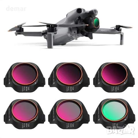 Филтри K&F CONCEPT CPL, ND4/PL, ND8/PL, ND16/PL, ND32/PL, ND64/PL, съвместими с DJI Mini 5 Pro