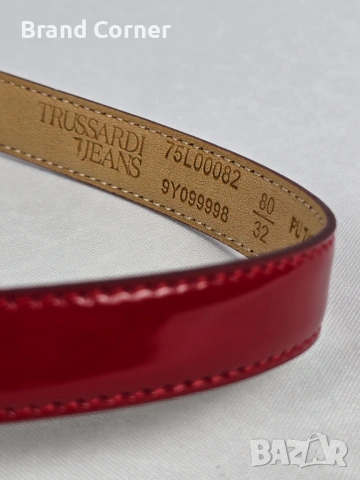 Нов дамски колан Trussardi Jeans - червен лак - 80/32, снимка 4 - Колани - 54423610