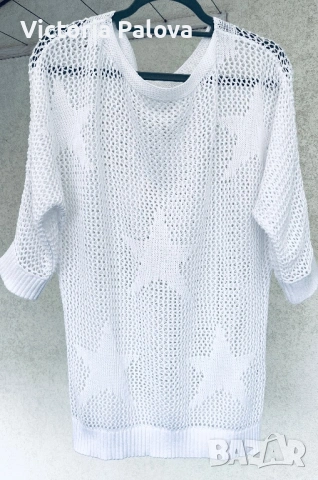 Модерна ажурна блуза органик памук