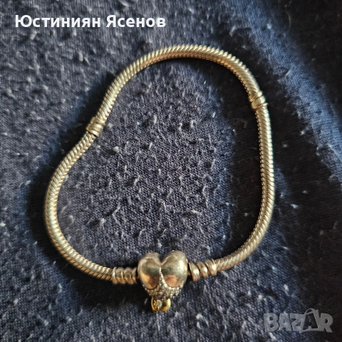 Сребърна гривна Pandora с 14к златно покрита висулка с верижкка змия от Disney Princes Lim. edit, снимка 4 - Гривни - 54729383