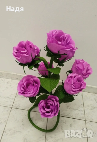 Цветя от креп хартия за декорация фотосесия парти танци подарък, снимка 2 - Декорация за дома - 54079597