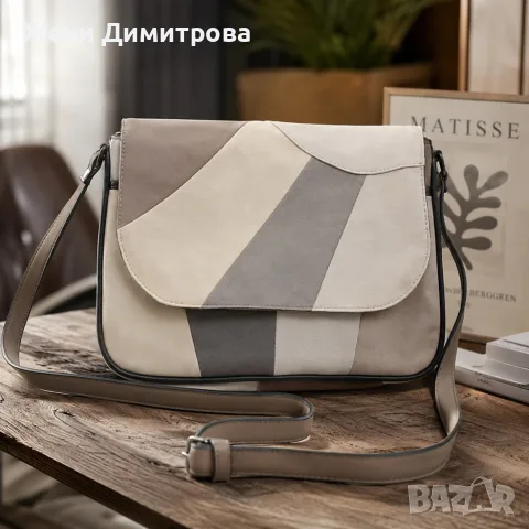 Стилна дамска чанта през рамо - Компактна и удобна, пастелни цветове, снимка 5 - Чанти - 55546504
