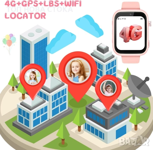 OKYUK T45 4G Детски смарт часовник със SIM карта, GPS тракер, видео разговори, SOS, камера, снимка 3 - Детски - 55289920