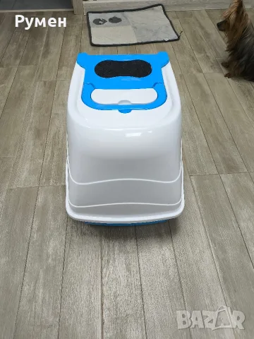 Котешка тоалетна с филтър и цвят бяло и синьо, снимка 8 - За котки - 55562797
