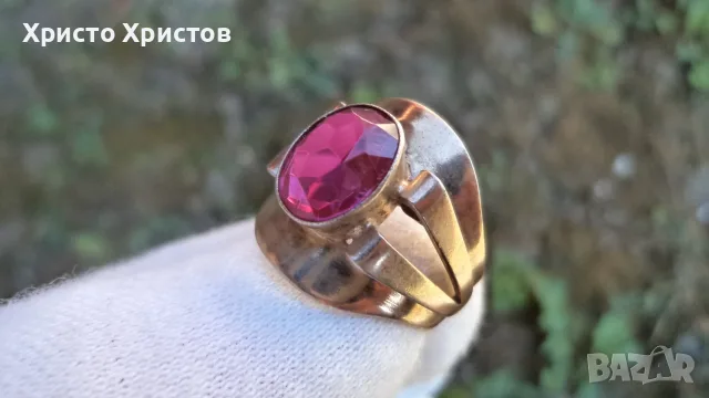 Руски сребърен винтидж пръстен с позлата