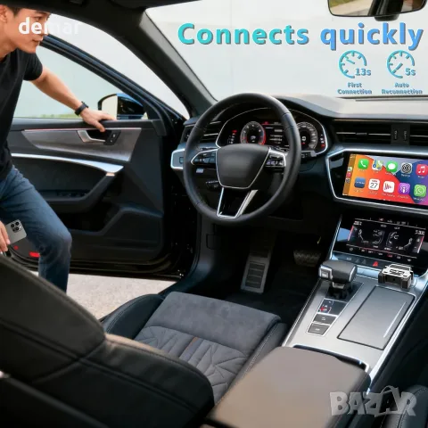 Безжичен CarPlay адаптер за iPhone - Преобразуване от кабелен в безжичен, Plug & Play, снимка 3 - Аксесоари и консумативи - 55510807