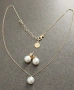 Комплект сребърно колие и обеци с перли и позлата на марката Majorica , снимка 2