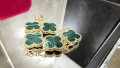 Van Cleef & Arpels VCA 5 Motifs Gold Green Malachite Vintage Alhambra Дамска Гривна, снимка 4