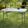 Сгъваема правоъгълна градинска маса, бяла - 181.5 × 74 × 74 см, снимка 3