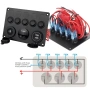 Автомобилен контролен панел с 5 бутона ON/OFF, IP65, 12V/24V – с волтметър, USB и гнездо 10228, снимка 5