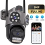 Тройна външна WiFi камера 9MP с аларма, 24 диода, iCSee, 64GB памет, снимка 3