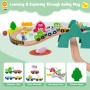 SIMPLIPLAY Комплект дървено влакче за малки деца 3-5 години, Монтесори, 49 части, снимка 3