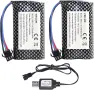 Комплект 2 батерии 7.4V 1200mAh SM-3P за RC коли и камиони + USB заряден кабел, снимка 1