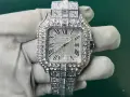 Cartier Santos Iced Мъжки Часовник С Диаманти И Дата Код Chronolux54, снимка 1
