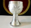 Калаен бокал за вино,ечемик,хмел,орнаменти Art Nouveau. , снимка 1
