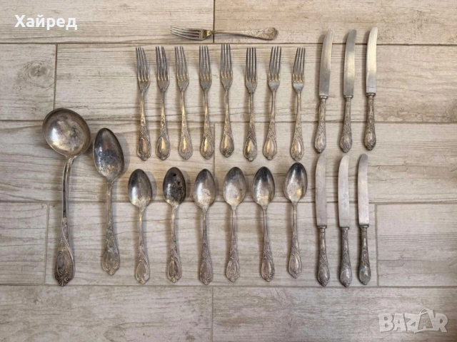 ПОСРЕБРЕНИ Старинни Прибори с ПЕЧАТ