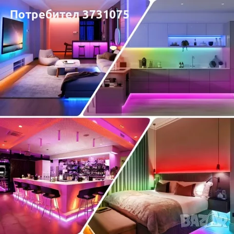 RGB LED лента 5 метра с дистанционно управление – водоустойчива, с 20 цвята и светлинни ефекти, снимка 4 - Лед осветление - 55300066