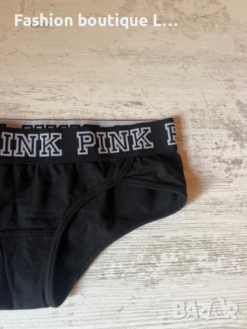 2.5 евро дамски черни бикини на марката PINK размер S памучни с ластик на кръста 🖤, снимка 2 - Бельо - 55422818