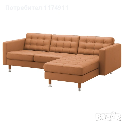 Кожен диван IKEA - триместен, с лежанка.