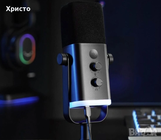 Настолен микрофон FIFINE AM8 Dynamic RGB XLR/USB- Black, снимка 7 - Микрофони - 55005626