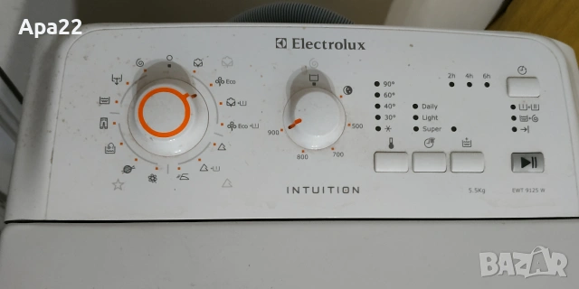 пералня ЕЛЕКТРОЛУКС горно зареждане 5,5кг 900оборота  Electrolux EWT 9125 W, снимка 2 - Перални - 54998254