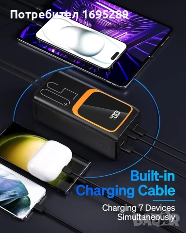 Външна батерия 50000 mAh,4 usb порта,type C,черна, снимка 5 - Външни батерии - 54981660