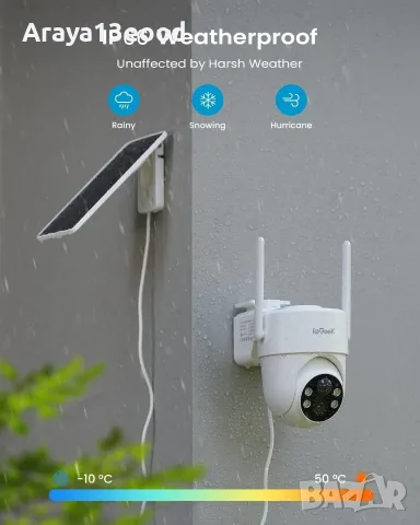 ieGeek S5 2K Соларна Wi-Fi IP Камера за Външно Наблюдение, Цветно Нощно Виждане, AI Разпознаване, снимка 2 - IP камери - 55582328