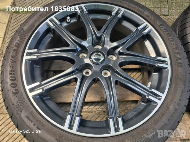 Лети джанти 18ки 5х114.3 Nissan + летни гуми 225/45/18, снимка 4 - Гуми и джанти - 54584318