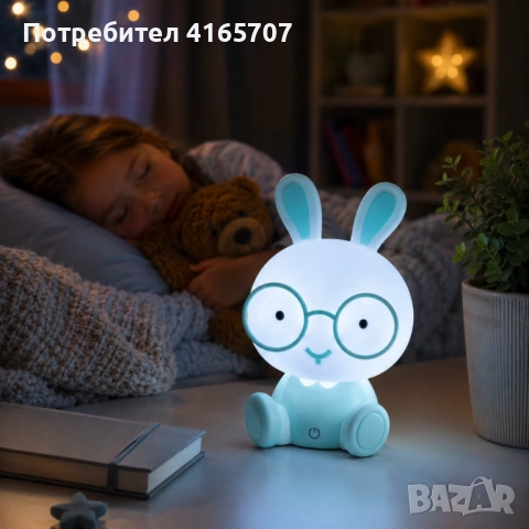 Детска нощна LED лампа Зайче – 23 см, 3 степени на яркост, USB захранване, снимка 2 - Други - 54477431
